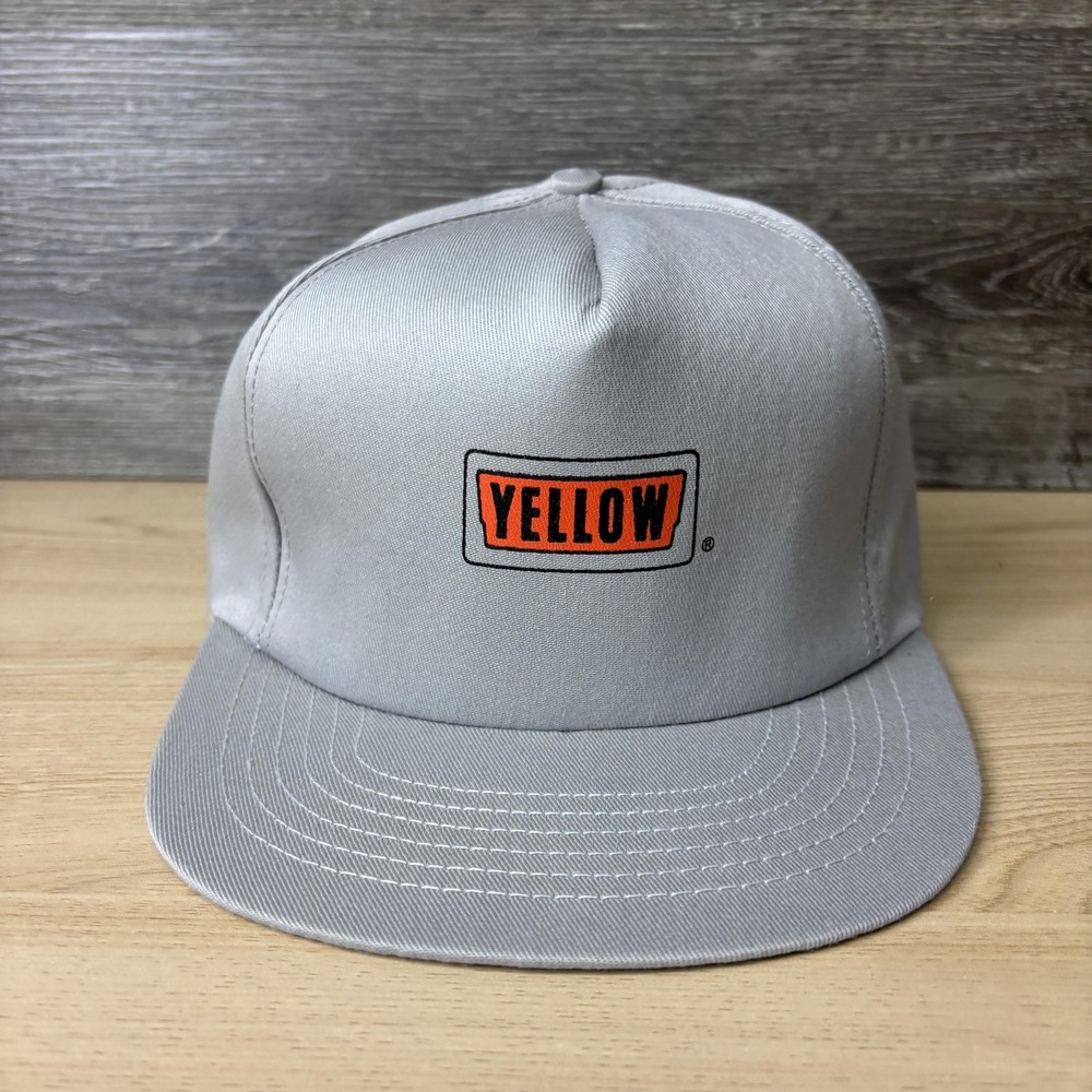 Vintage Yellow Hat Cap Snap Back Gray Orange Advertising Trucking USA